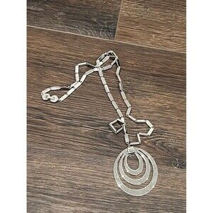 Vintage MONET Silver MODERNIST Necklace Book Chain 1960's BIG BOLD Funky